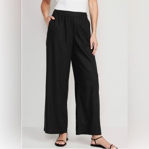 Old Navy High-Waisted Linen-Blend Wide-Leg Pants for Women size Medium